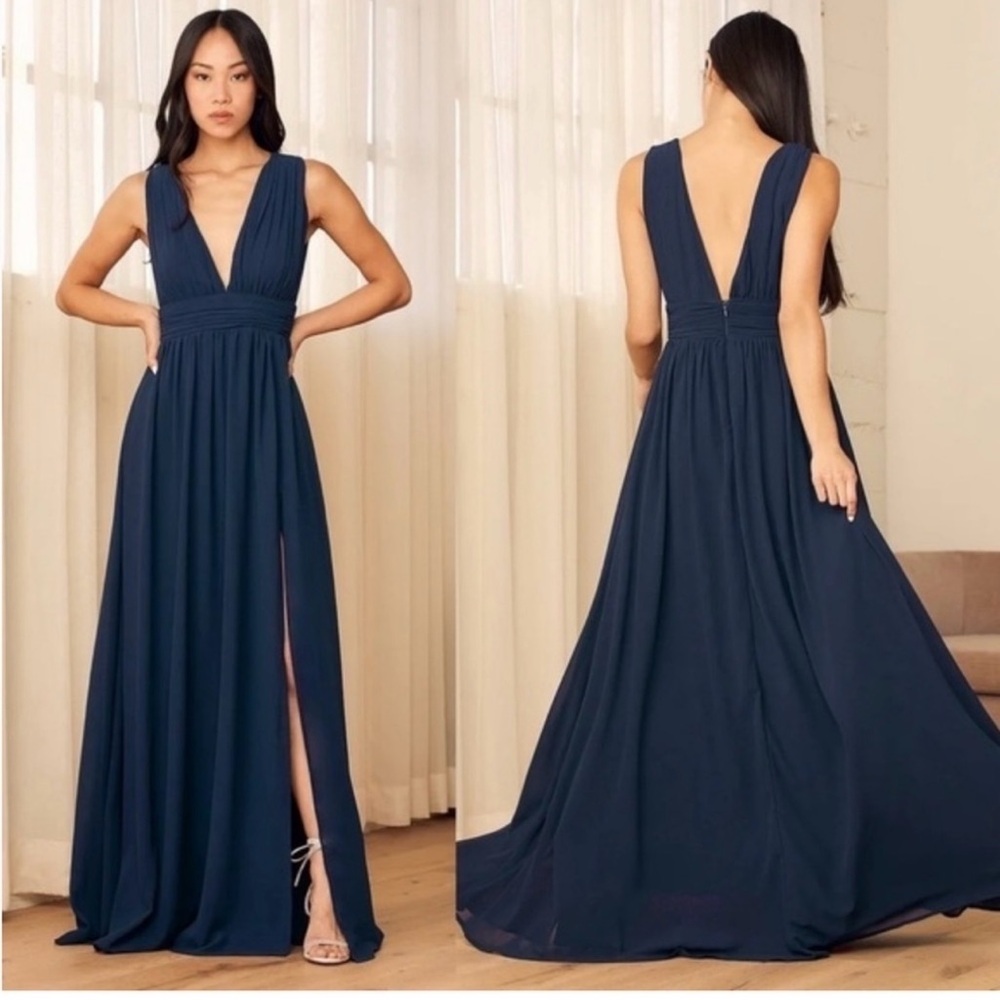 Lulus Stop and Stare navy maxi dress size XS